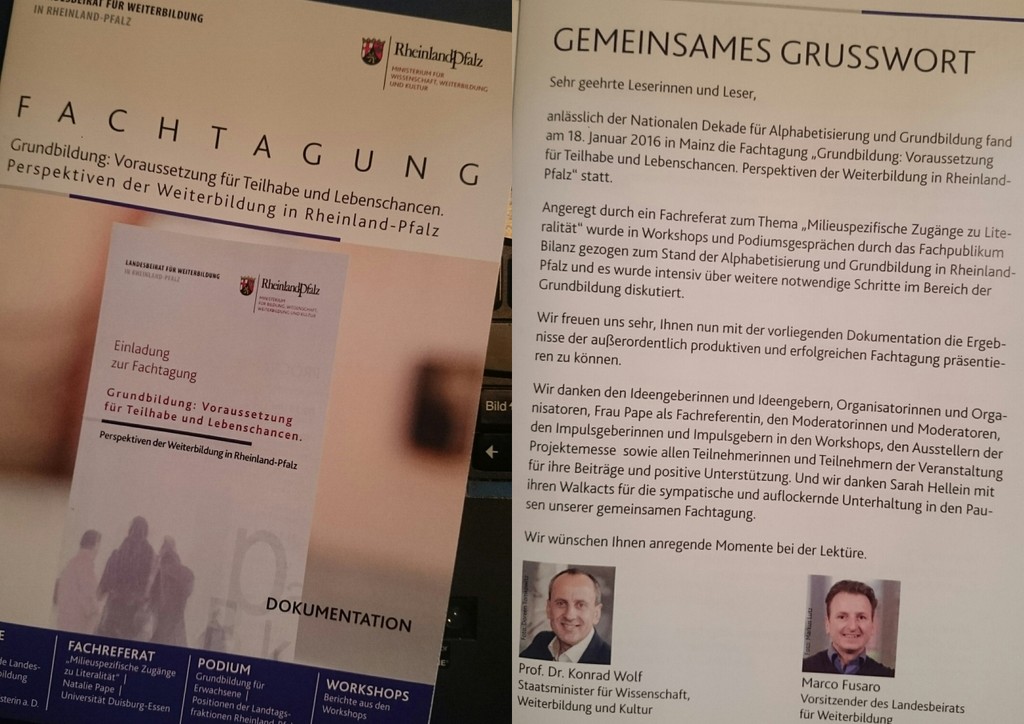 Ganz frisch erschienen: Die Dokumentation zur Fachtagung Grundbildung